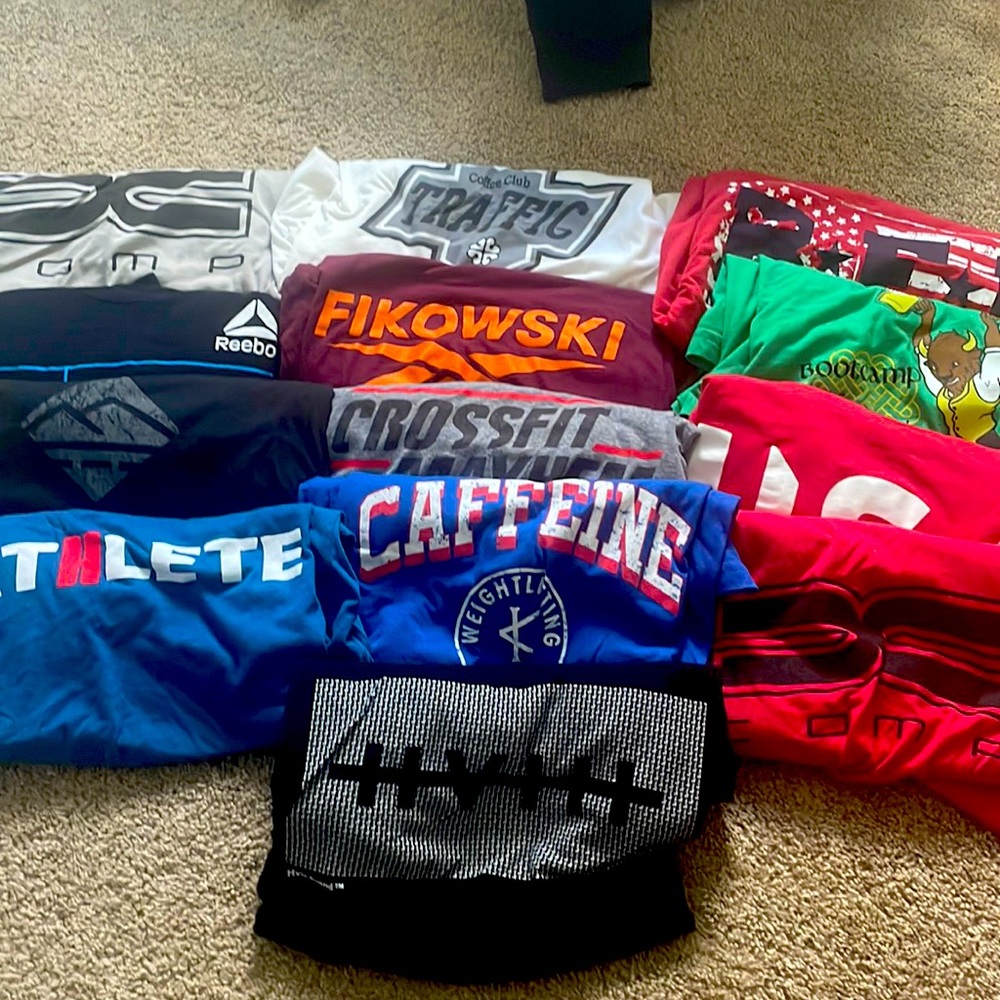 Lot of 16 training shirts. Reebok, CrossFit, Rogue
